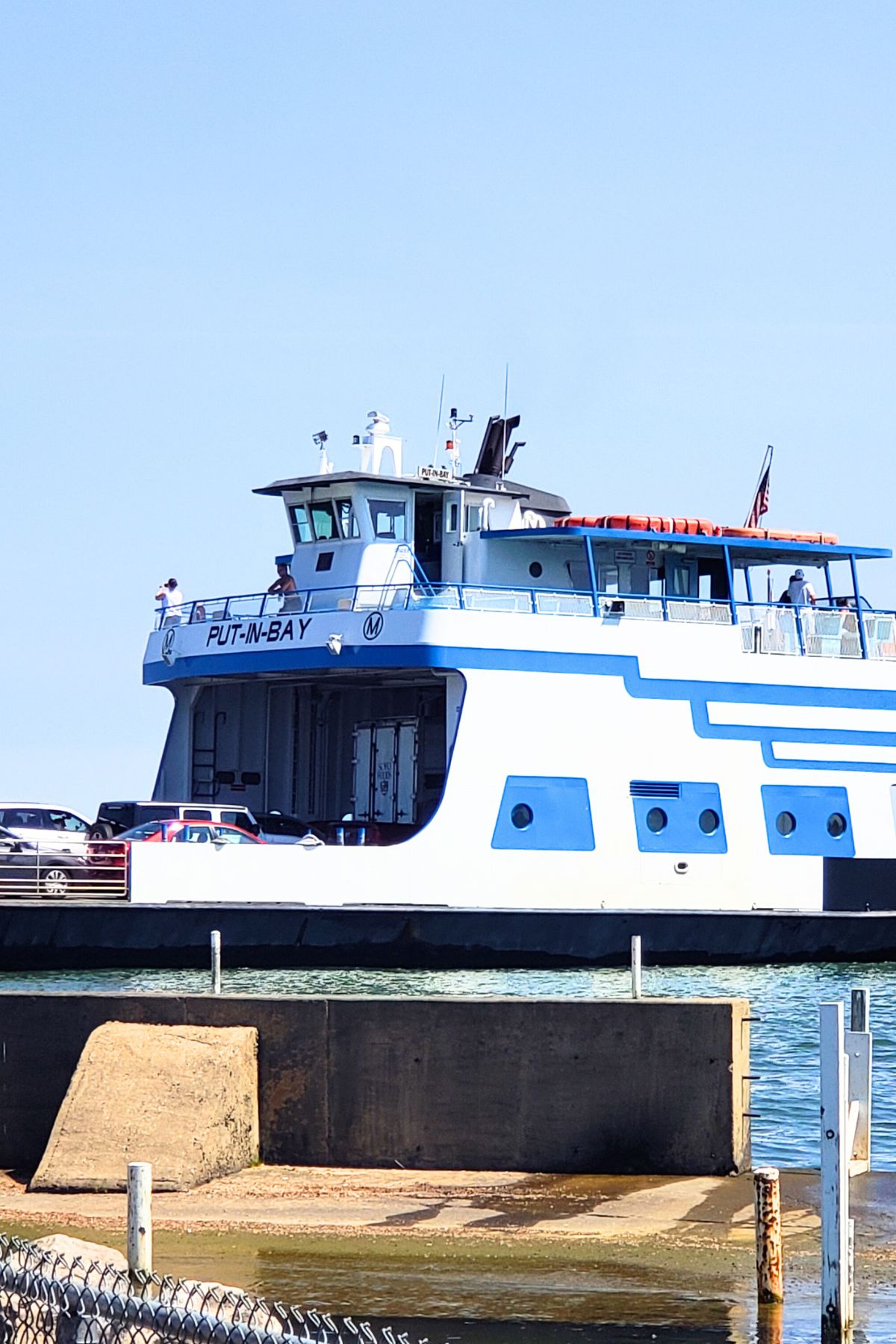 Miller's blue and white ferry to Put in Bay