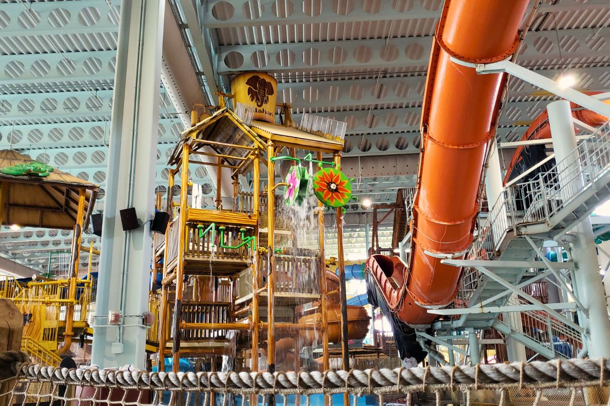 Kalahari waterpark water bucket and water slides