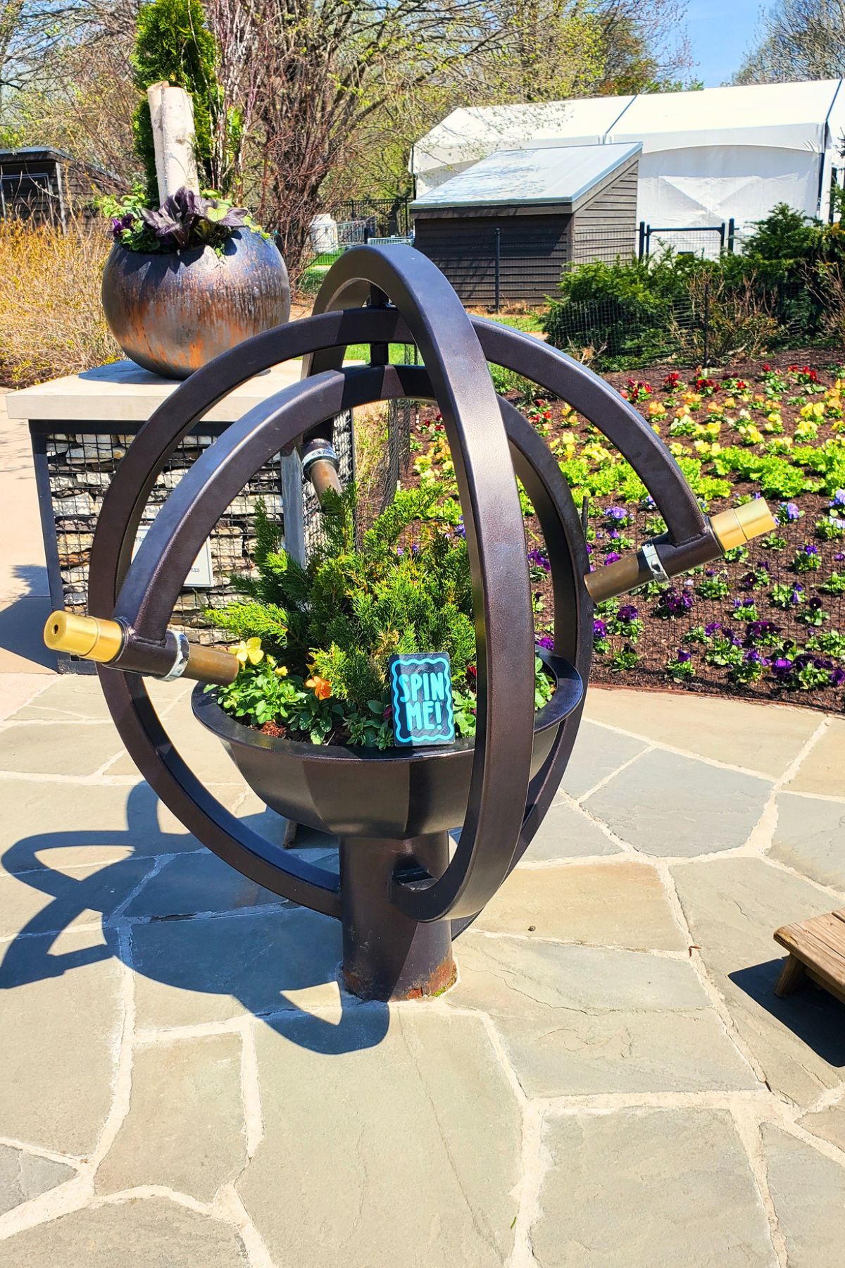 a spinning plant with kids kaleidoscope to look through