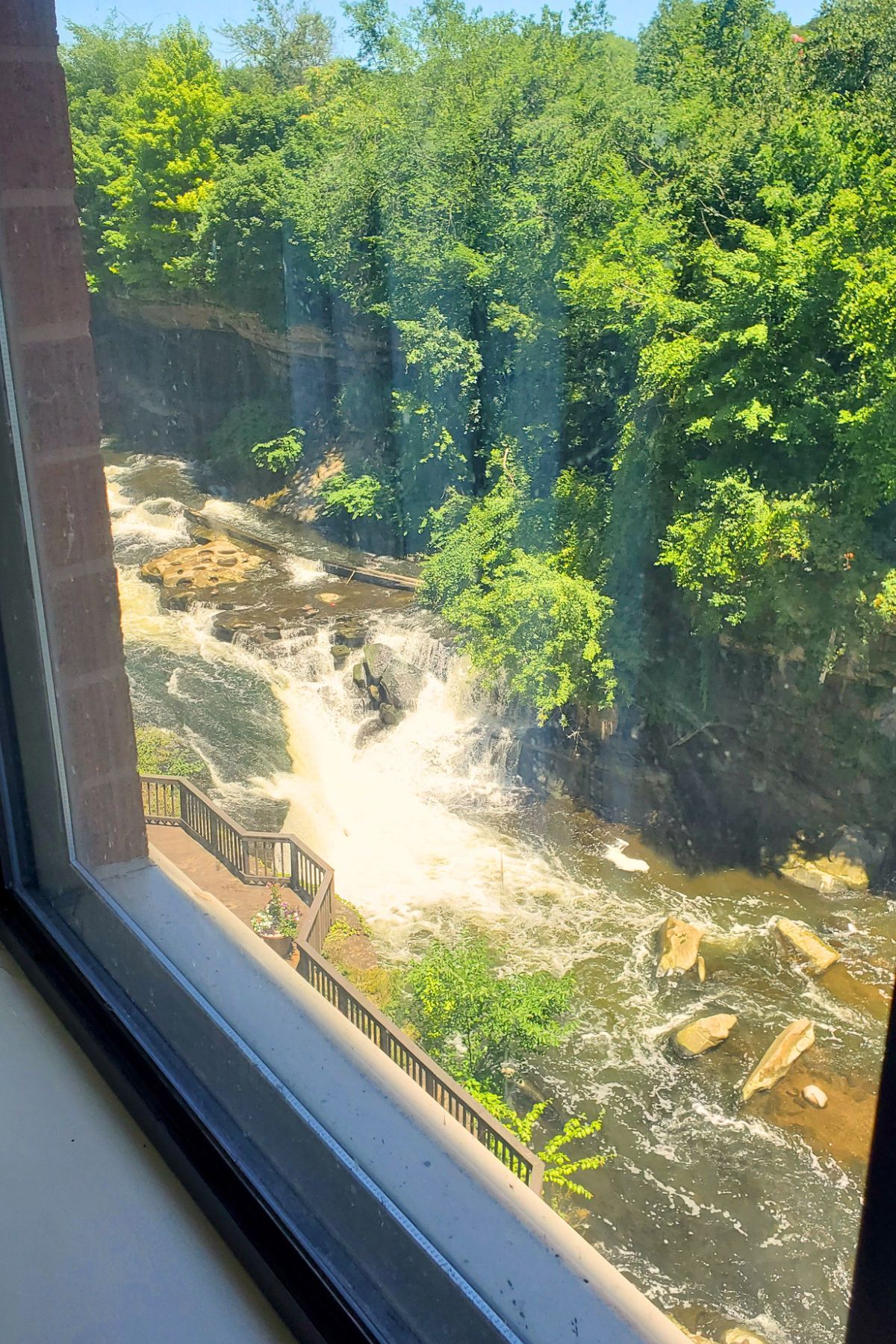 room window view of Cuyahoga River at the Sheraton hotel