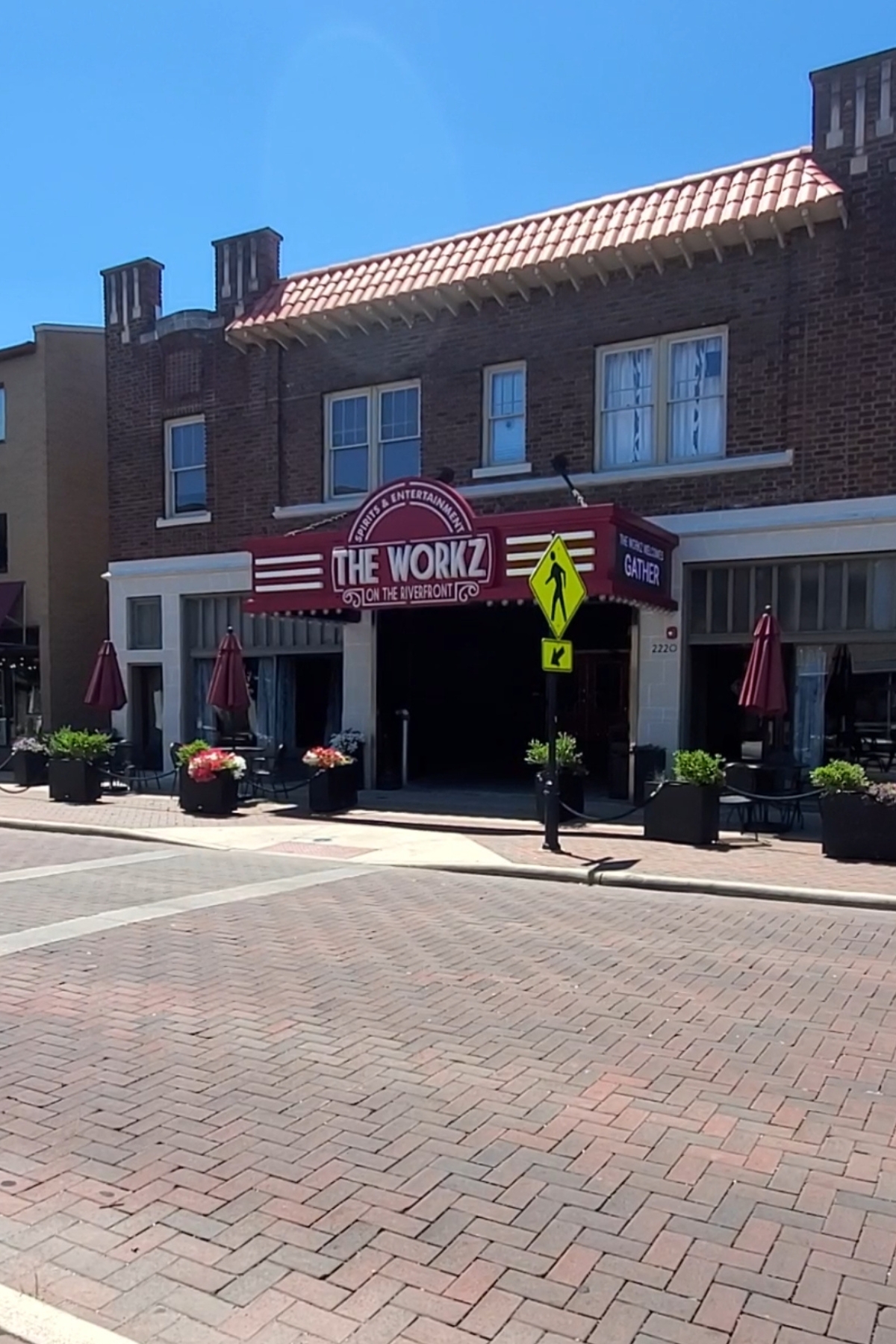 front of The Workz spirits & entertainment building