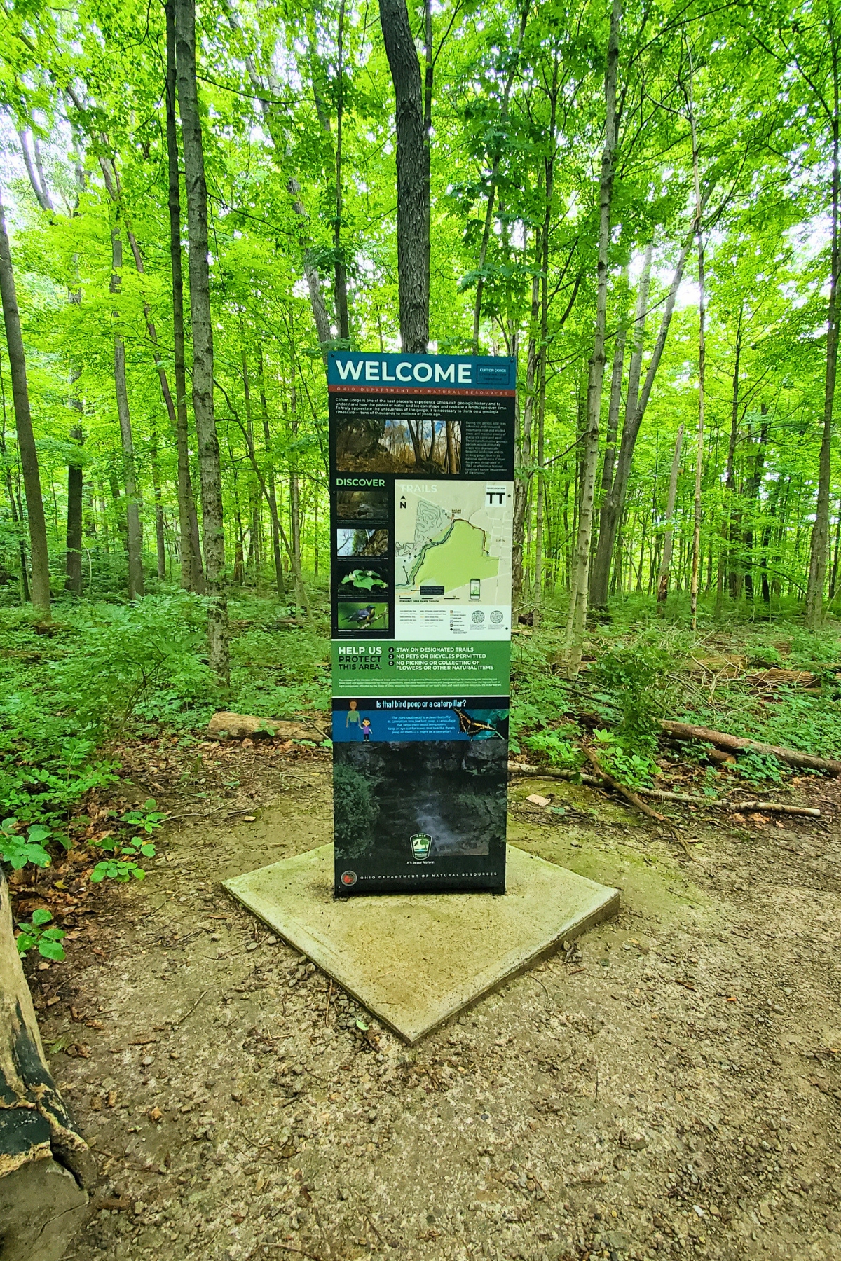 Sign of a map for an Ohio State Park hiking path